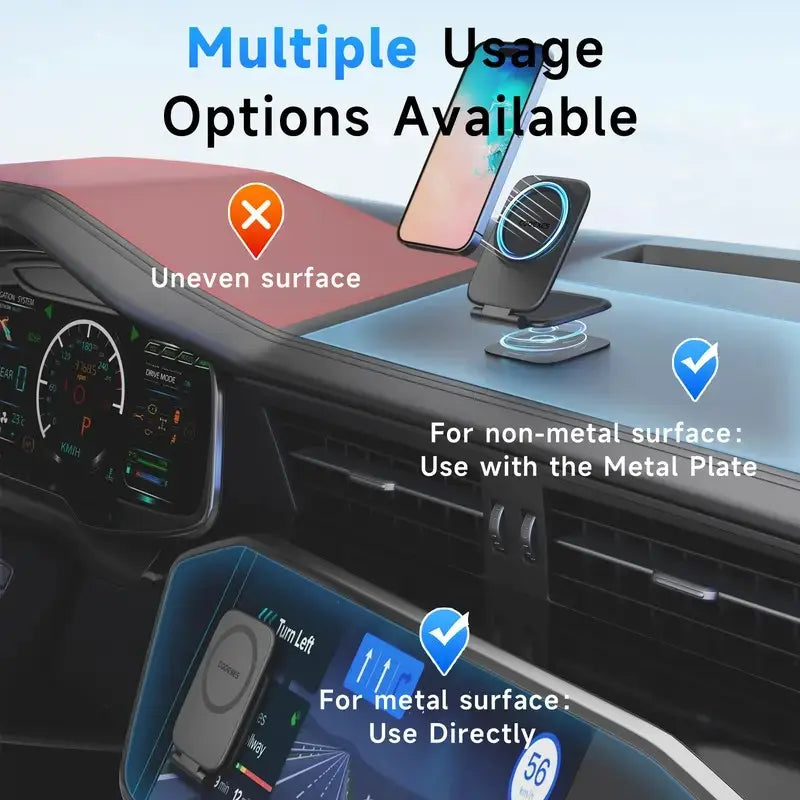 MagSafe Magnetic Car Phone Holder - Ultra-Thin, 20Kg Strong, Adjustable Rotation, No View Blocking, Compatible with iPhone 17 Pro Max & Most Smartphones