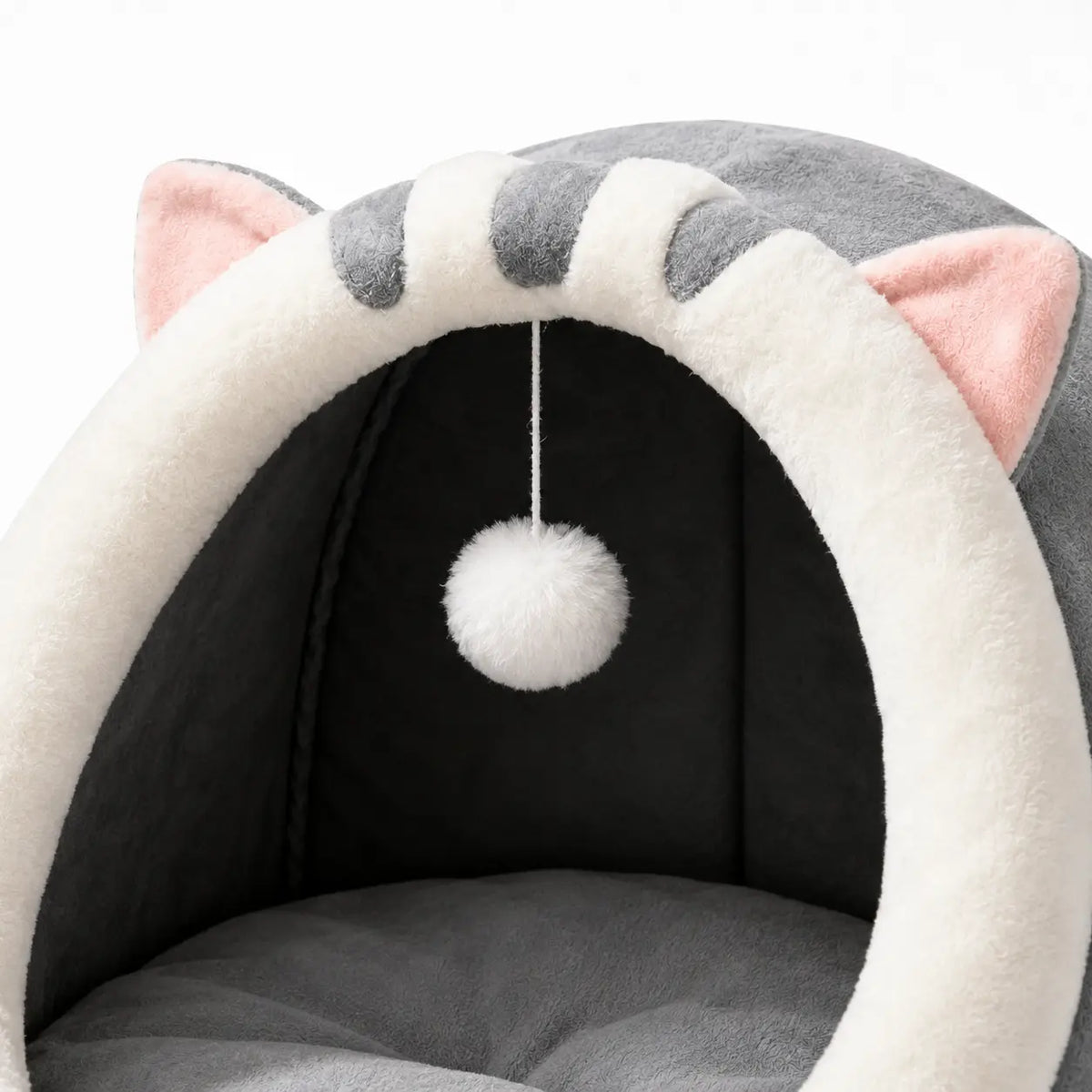 Rescue Kitten Bed - Plush Enclosed Cave Kitten Condo, Warm Fleece Interior, Washable Collapsible Calming Hideaway, Non-Slip Base Circle Cushion for Indoor Small Felines