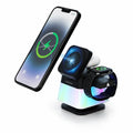 TESSAN 3-In-1 Magnetic Wireless Charging Station with Desk Org, 15W Speed Charger Stand, Foldable Design, Light Modes, Night Light for Compatible Phones (17/16/15/14/13/12 Pro Max), Airpods, Smart Watches