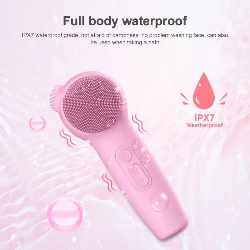 Electric Silicone Facial Cleansing Brush Skin Massager with LED Lighting, Sonic Vibration, IPX7 Waterproof - Facial Care Tools, Beauty Equipment, Portable Beauty Tool, Skin Care Machines