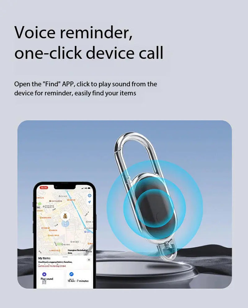 Metal Carabiner GPS Tracker - Waterproof Anti-Lost Keychain with Global Tracking, 12-Month Battery Life, iOS Compatible for Keys & Luggage