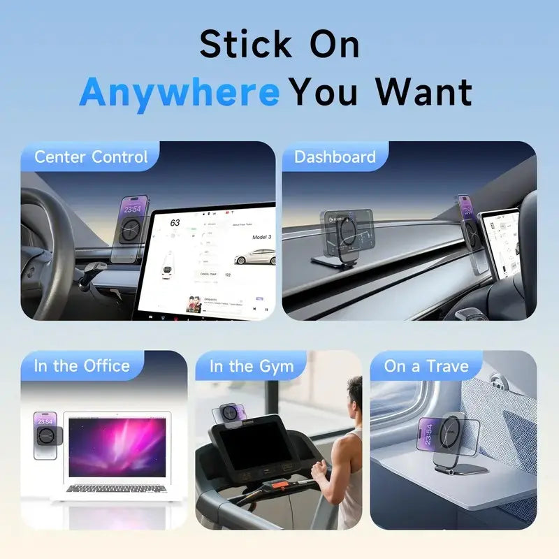 MagSafe Magnetic Car Phone Holder - Ultra-Thin, 20Kg Strong, Adjustable Rotation, No View Blocking, Compatible with iPhone 17 Pro Max & Most Smartphones