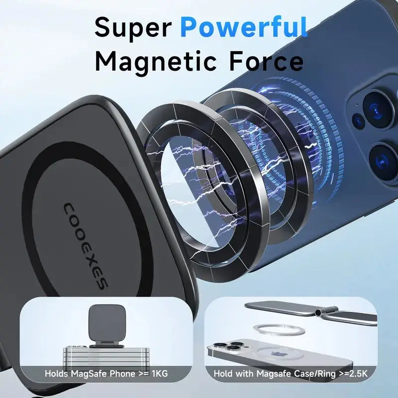 MagSafe Magnetic Car Phone Holder - Ultra-Thin, 20Kg Strong, Adjustable Rotation, No View Blocking, Compatible with iPhone 17 Pro Max & Most Smartphones